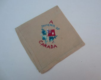 Canada Embroidered Vintage Souvenir Handkerchief, Vintage Canada Souvenir Hankie, Canada Vintage Handkerchief, Hankie, Vintage Embroidered