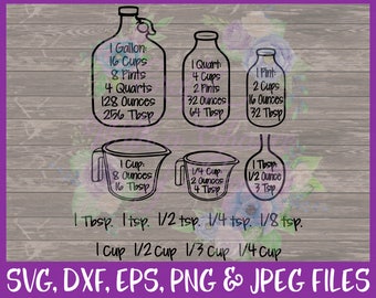 Kitchen Conversion Chart SVG Kitchen Decor SVG Cutting Board SVG Kitchen Svg Measuring Cups Svg Vector File Eps Png Dxf Jpg Digital Download
