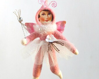 Gesponnene Baumwolle Ornament, Baumwolle Volumenvlies Puppe, Koralle Fee, Plumpuppets