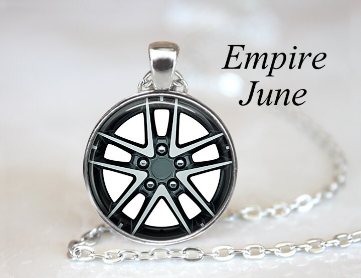 Silver Car Wheel Rim Necklace Racing Necklace Cars Fast and
