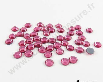 Fusible rhinestones - pink - 4mm - x 50pcs