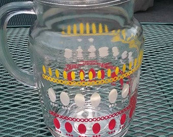 1950s Red, White and Yellow Oval Dot Pitcher