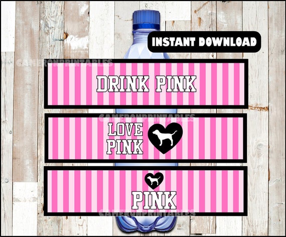 Victorias Secret Pink water labels instant download