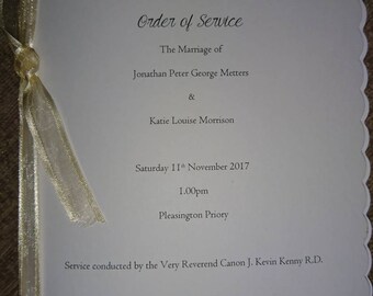 Orders of service for weddings