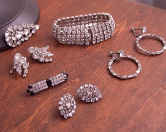 Clear Rhinestone Jewelry Lot