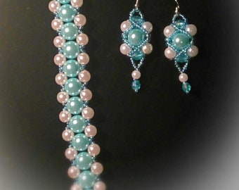Formal Glass Peral Bracelet & Earrings