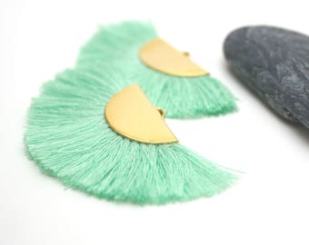 2 Large Tassels, Fan Shape Tassel, Black Tassel, Jewelry Making, Gold Tassel, Earrings Tassel