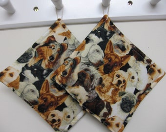 Dog Print Pot Holders set of 2