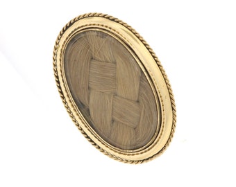 Victorian Hair Brooch, Yellow Gold Victorian Mourning Brooch, Hair Jewelry, Mourning Pin