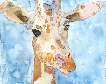 Giraffe 8"x8" Original Watercolor Painting