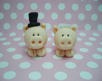 Polymer Clay Little Pig Wedding Cake Topper