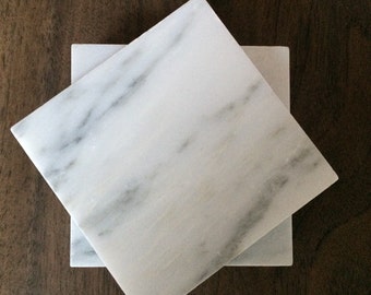 Carrara Marble sous-verres 4 "x 4 » lot de 4