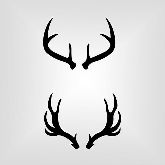 Deer Antlers Outline Silhouette Cutout Vector art Cricut