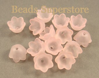 FINAL SALE 10 mm x 6 mm Pink Lucite Flower Bead - 24 pcs