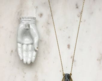 Adjustable Snowflake Obsidian Burst Necklace