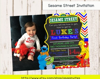 SESAME STREET INVITATION, Invite, Birthday, Party, Twins, Twin, Elmo, Diy, Digital File, Photo Invitation