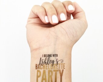 Custom Bachelorette Party Temporary Tattoos- Glam Gold