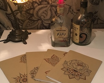 Custom Hand Painted Notebooks Individually Decorated with Unique Mehndi Inspired Designs