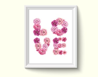 Love Letter Flowers Watercolor Painting Poster Art Print P181