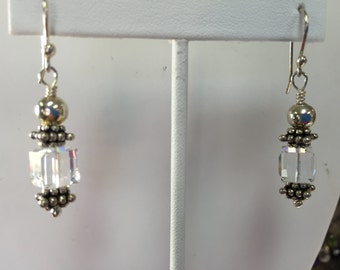 Swarovski Crystal Cube Dangle Earrings