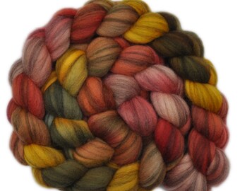 Hand dyed roving - Merino Humbug wool combed top spinning fiber - 4.2 ounces - Gracious Host 1