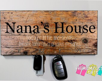 Nana's house Key hanger - Nana Gift - Wedding Gift - Anniversary Gift - Housewarming Gift - Wooden Key Hanger - Wall Key Rack Design #KH227