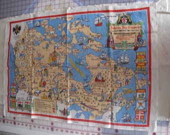 Canadian Map Wall Banner or Towel in Full Color Ulster . Made in Ireland All Pure Linen