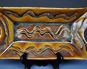 Pottery Serving Platter Ceramic Stoneware Handmade Dish A