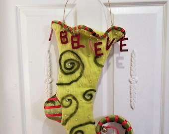 vintage designer Christmas stocking like Horchow Anthropologie From VELVET WOW! Custom Whoville