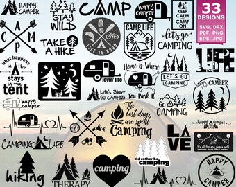 Camping SVG, Camper SVG, Summer SVG, Happy Camper svg, Camping Clipart, Camp svg, Camp svg Files, I'd Rather Be Camping, Camping Cut Files