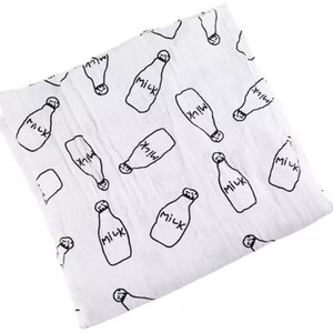 PRE ORDER Milk Bottle Muslin Swaddle Blanket
