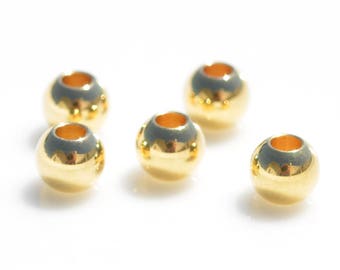 5 Stainless Steel 6mm Gold Plated Round Beads BD742