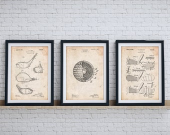 Golf Clubs Patent Posters Group of 3, Golf Dad, Golf Wall Decor, Golf Gifts for Men, Golf Print, Golf Patent, PP1160