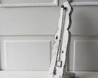 Narrow Necklace Display - Individual Necklace Display - Chippy White Architectural Salvage Necklace Holder - Quantities Available