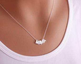 Mama Necklace ,Sterling Silver Mom Necklace, Mother Necklace, Mommy Necklace, Silver Necklace, Mom Necklace charm, Name Necklace