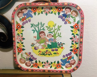 Vintage Daher England Metal Tray, Raggedy Ann and Andy by Pritchard