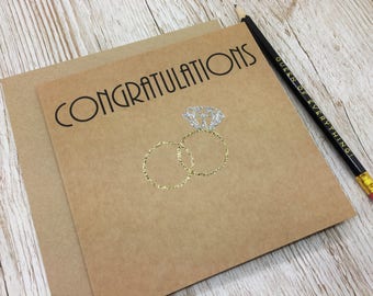 Wedding Day Congratulations Card with Entwined Gold Rings- Congratulations - Wedding Day Congratulations