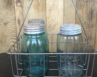 Antique wire milk bottle carrier