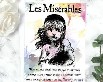 Les Miserables Greeting Card - Cosette, Victor Hugo, Romantic Card, Love Card, Literary Greeting Card