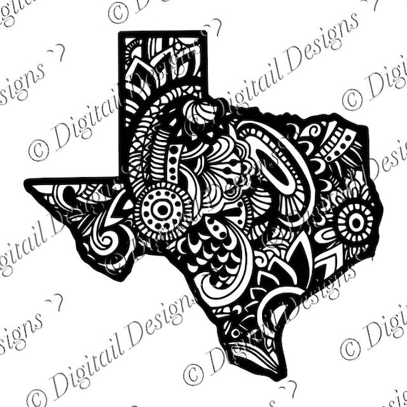 Download Texas State Doodle Art Zentangle Decal SVG PNG Cut File