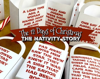 Christmas Advent Calendar - Printable PDF Download - Scripture countdown for kids and adults.Countdown to Christmas. Countdown bags.