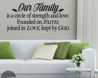 Our Family Is A Circle Of Strength And Love Vinyl Wall Decal Sticker