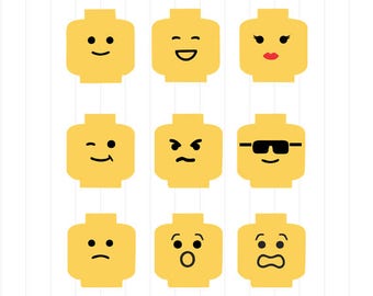 INSTANT DOWNLOAD - Lego Minifig Head Svg, Lego Minifig Head Clipart, Lego Minifig Head Cutting File, Lego Face Svg, Lego Head Svg, Lego Head