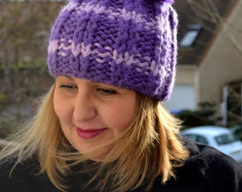 Purple Violet Knitted Winter Hat