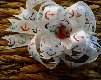 Anchor Nautical Hair Bow