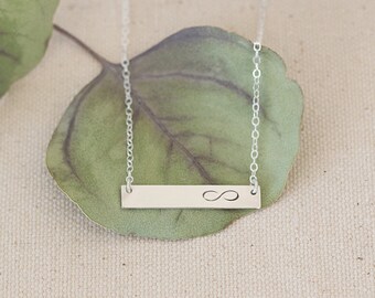 Infinity Silver Bar Necklace, Infinity Love Necklace, Infinity Symbol, Love Jewelry, Sterling Silver Bar Necklace
