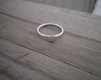 Blue Chalcedony Stacking Ring, Sterling Silver, Size 8