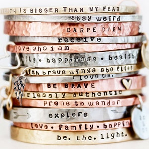 Personalized Jewelry / Mothers Day Gift / Graduation Gift / Power Phrase Bangle / Travel Gift / Gift for Her / Inspirational Bracelet
