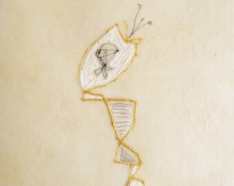 Daily Drawing April 14, 2018 / Abstract Spring Flower / Mixed Media Drawing with Beeswax