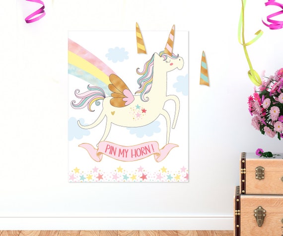 unicorn party games printable pin the horn on the unicorn